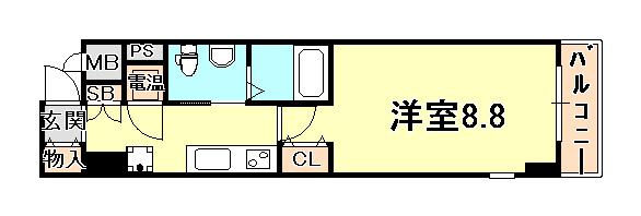 ＪＲ東海道本線 六甲道駅 徒歩6分 8階建 築20年(1K/2階)の間取り写真