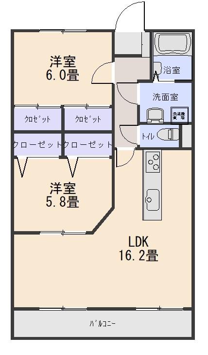 エクセルリバーサイド(2LDK/3階)の間取り写真