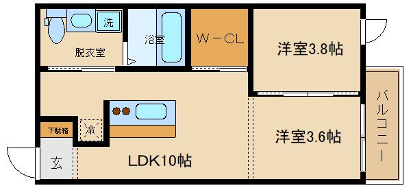 STAY THE HOUSE国分(2LDK/1階)の間取り写真