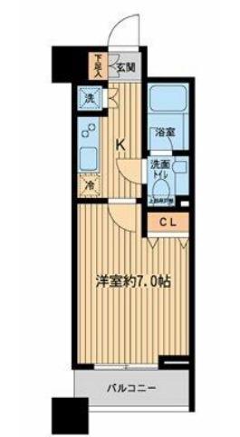 ファーストリアルタワー新宿(1K/20階)の間取り写真