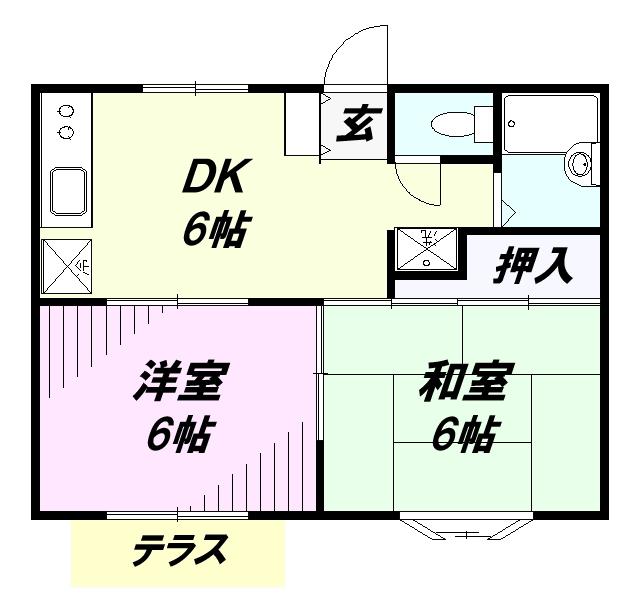 メゾンボラールA(2DK/1階)の間取り写真