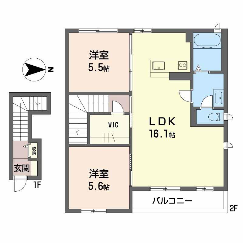 メゾン・ファミーユ(2LDK/2階)の間取り写真