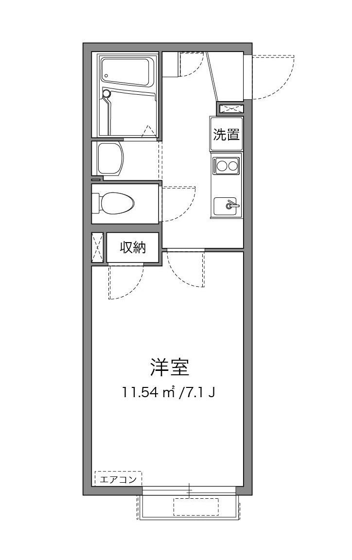 クレイノスガノ東(1K/1階)の間取り写真