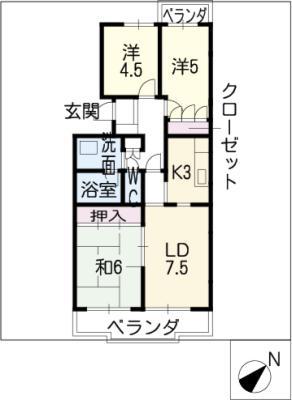 KOZAN SOPHIA(3LDK/2階)の間取り写真