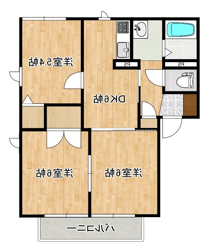 エスペランサB(3DK/1階)の間取り写真