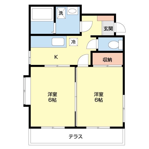 ビアン網川原(2K/2階)の間取り写真