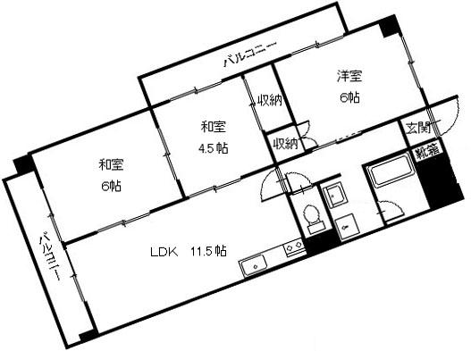 サンライズ倉敷(3LDK/2階)の間取り写真