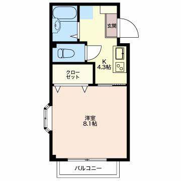クレストM馬渕(1K/2階)の間取り写真