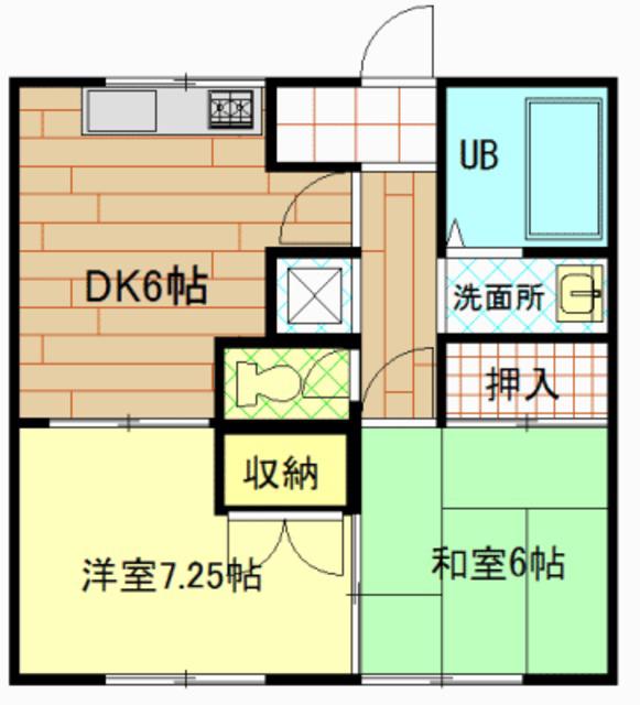 奥田コーポ(2DK/1階)の間取り写真