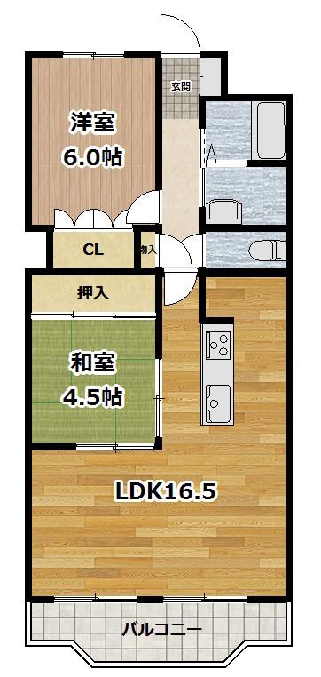 向島ニュータウン2街区(2LDK/4階)の間取り写真