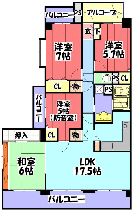 野村ステイツ鳴海(4LDK/2階)の間取り写真