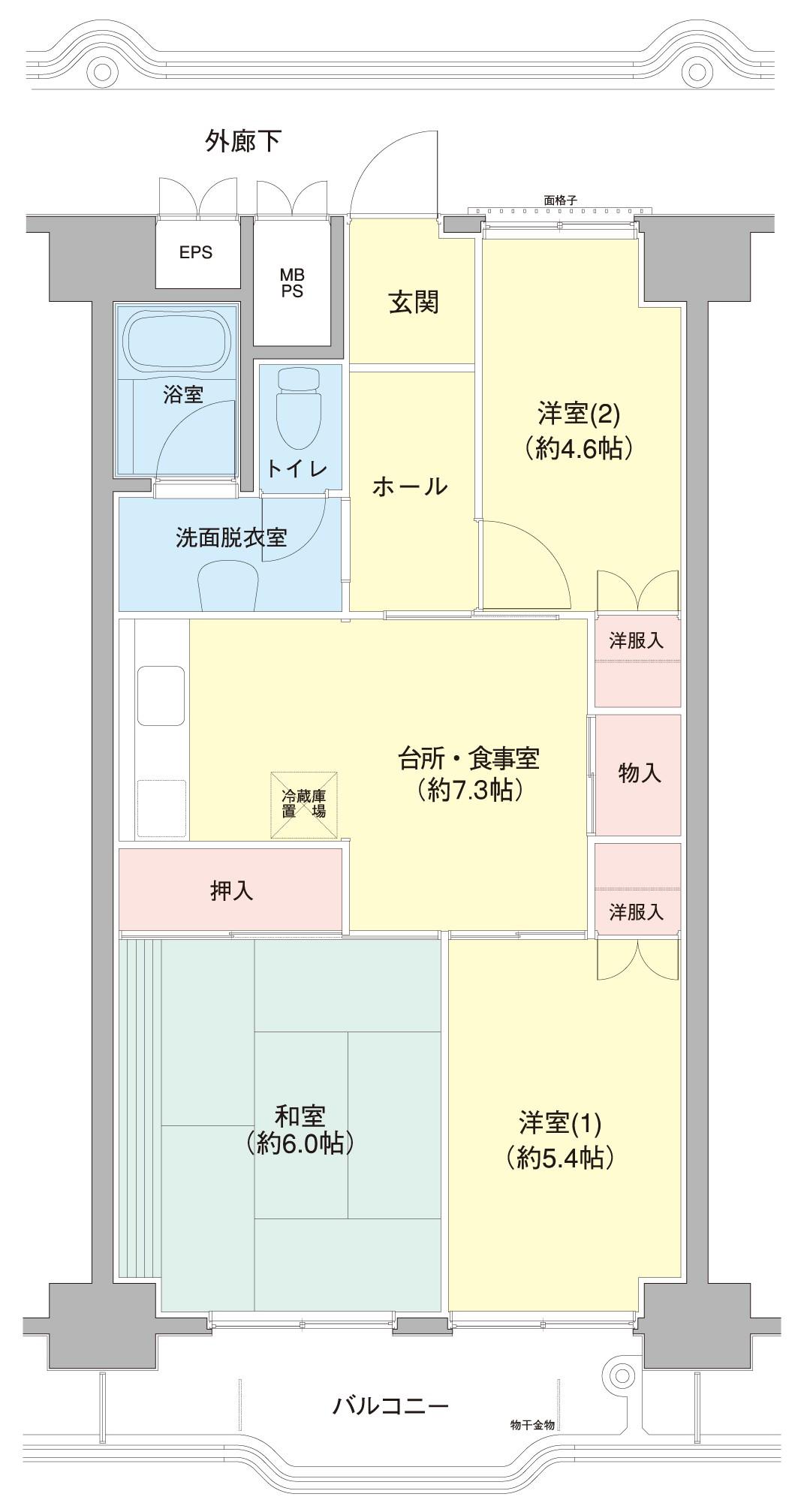 横浜若葉台3-5(3DK/12階)の間取り写真