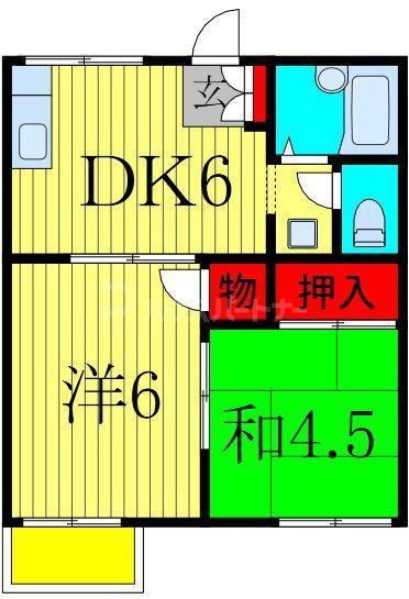 サンビレッジ市川(2DK/1階)の間取り写真