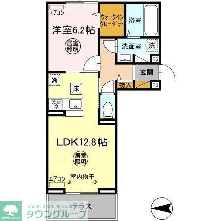 FERRO PALAZZO D棟(1LDK/1階)の間取り写真
