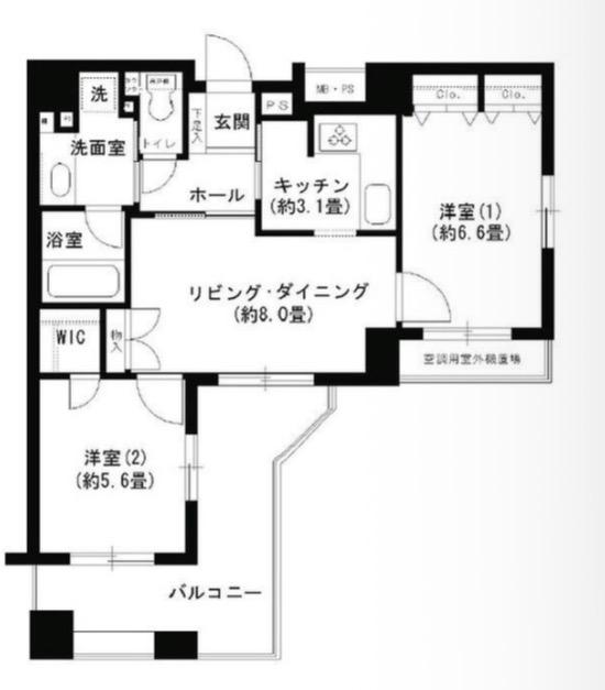 クリオ文京小石川(2LDK/14階)の間取り写真