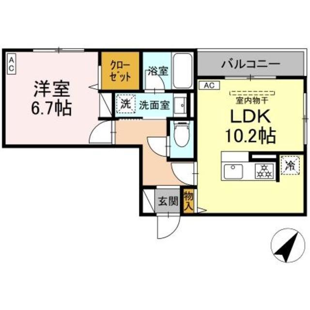 イヴレーア中町(1LDK/2階)の間取り写真