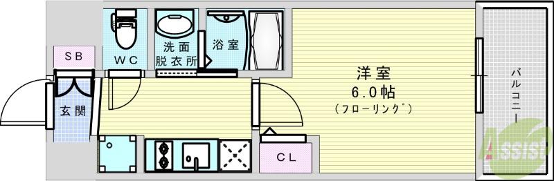 エステムコート新大阪15フロウ(1K/11階)の間取り写真