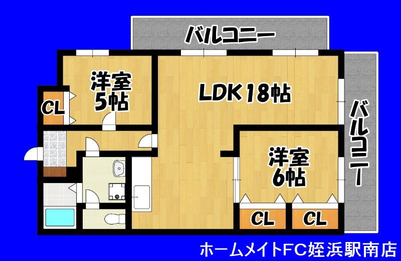 ST百道スイーツ(2LDK/5階)の間取り写真