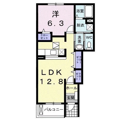 プリムローズ 壱番館(1LDK/1階)の間取り写真