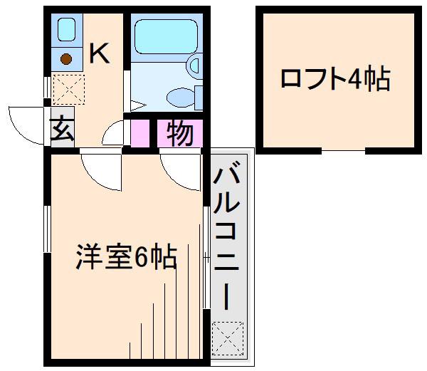 ビッグリバー綱島(1K/2階)の間取り写真