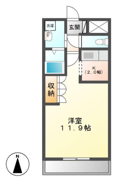 クローバーハウスC(1K/1階)の間取り写真