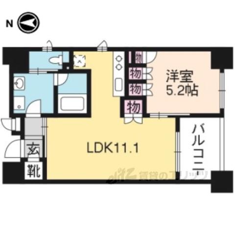 リヴァーク四条烏丸(1LDK/4階)の間取り写真