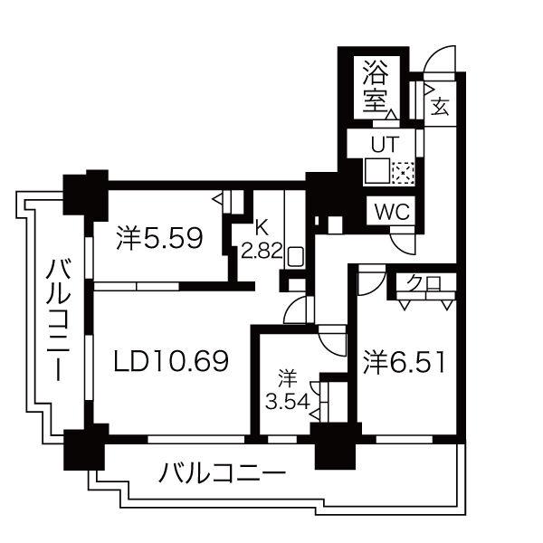 パシフィックタワー札幌(3LDK/6階)の間取り写真
