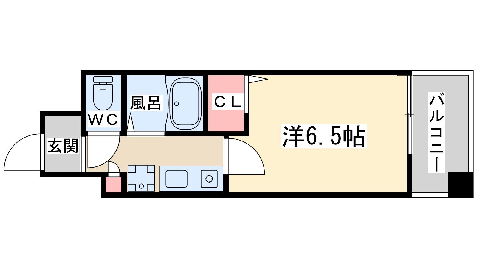 ホープシティー天神橋(1K/4階)の間取り写真