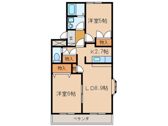 ハイネス(2LDK/2階)の間取り写真