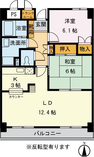ライブ・トピア寺町(2LDK/2階)の間取り写真