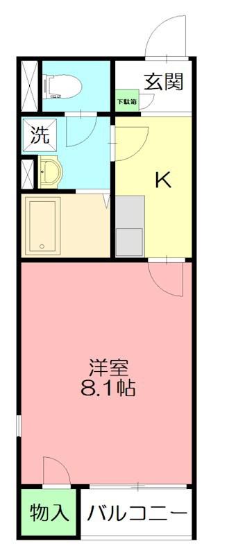 レオネクスト花水台(1K/1階)の間取り写真