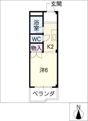 ブレークスルー中平(1K/2階)の間取り写真