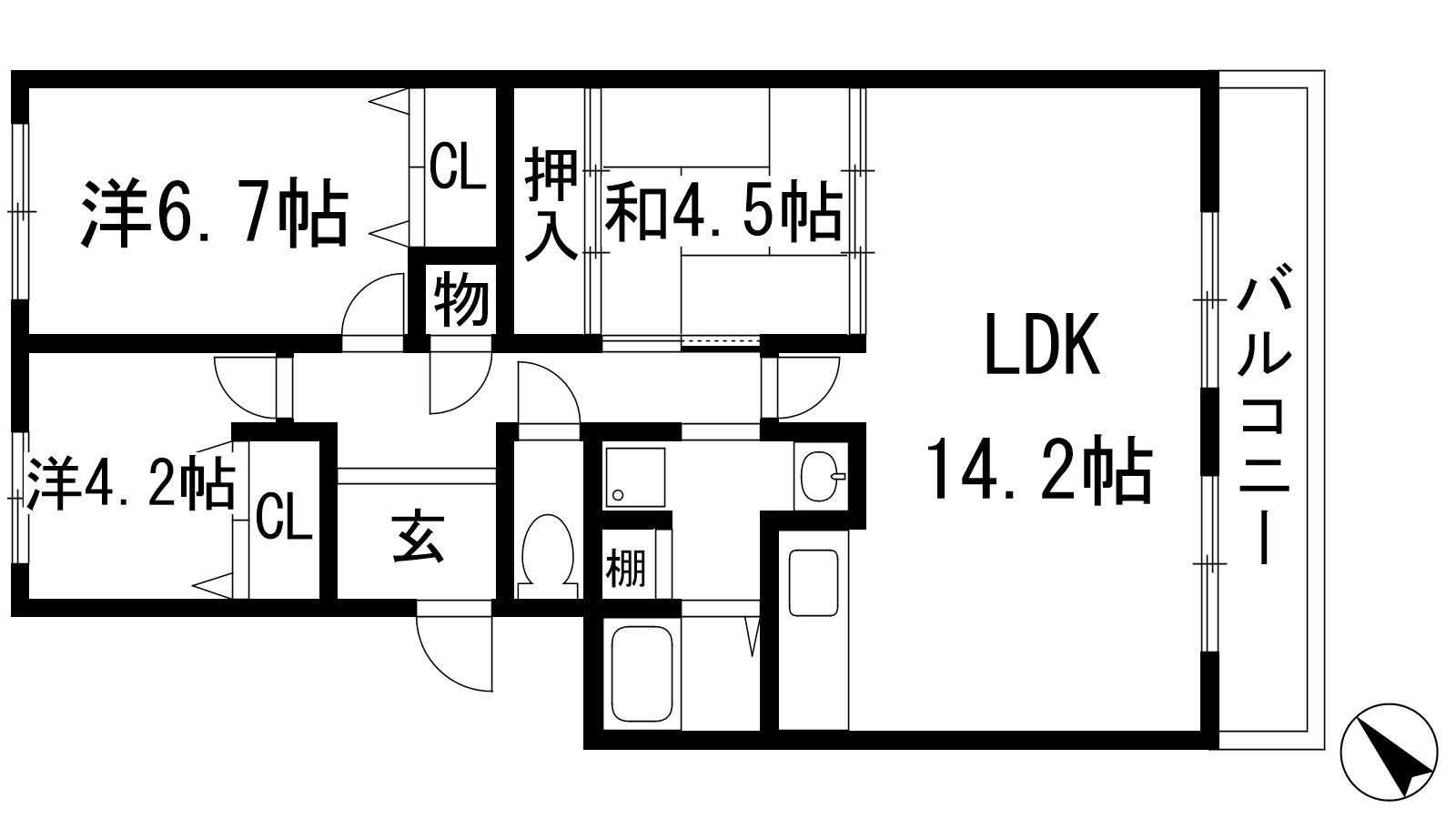 エステートプラザ中野(3LDK/2階)の間取り写真