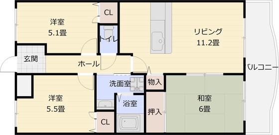 カーザDIポルタ(3LDK/6階)の間取り写真