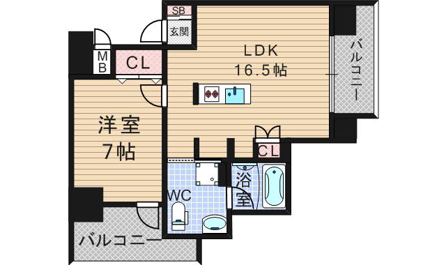 アークリヴェール(1LDK/7階)の間取り写真