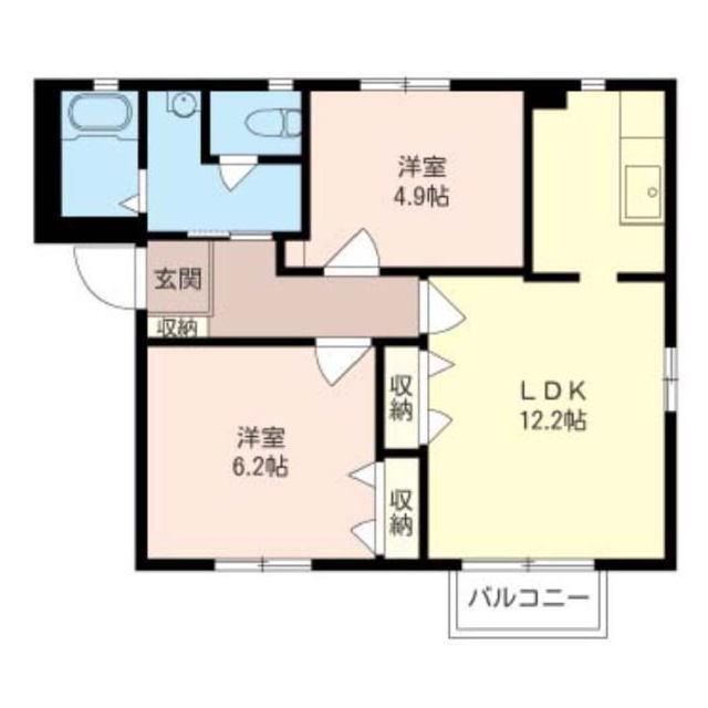 グランドゥールA(2LDK/1階)の間取り写真