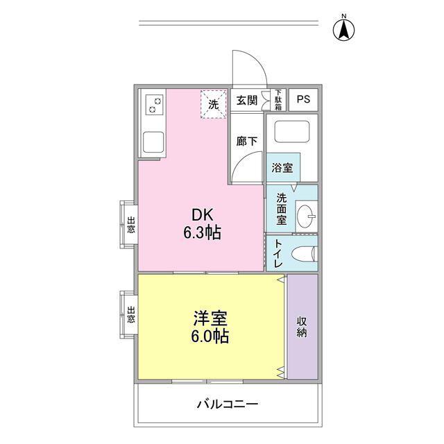 ガーデンハイツ-桜丘2丁目-(1DK/2階)の間取り写真