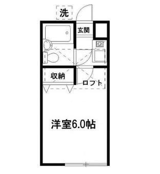 スバルハイツ(ワンルーム/2階)の間取り写真