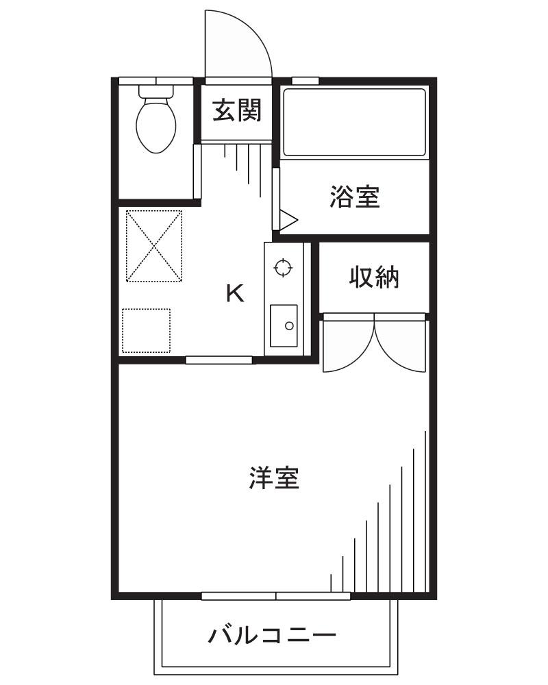 レジデンスK1(1K/2階)の間取り写真