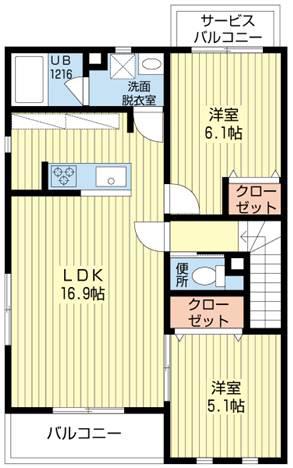Kラフィネ(2LDK/2階)の間取り写真