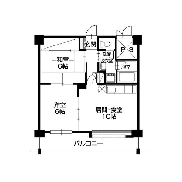 帯広マンション第2(2LDK/5階)の間取り写真