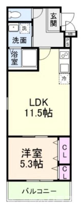 プライムメゾン・ルナ(1LDK/2階)の間取り写真
