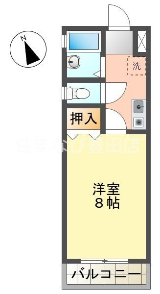 ティーズシャンブル(1K/2階)の間取り写真