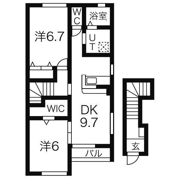 クレール大木戸(2LDK/2階)の間取り写真