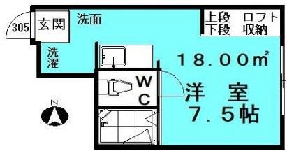 ブライト(ワンルーム/2階)の間取り写真