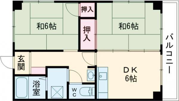 Iビル(2DK/3階)の間取り写真