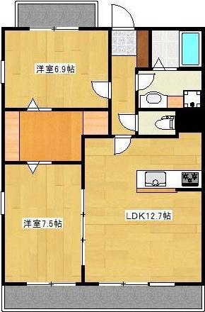 SPRING長嶺南(2LDK/2階)の間取り写真