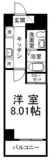 ロイヤルスカーレット(1K/5階)の間取り写真