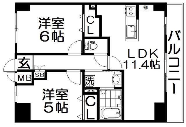 M PLAZA香里六番館(2LDK/6階)の間取り写真