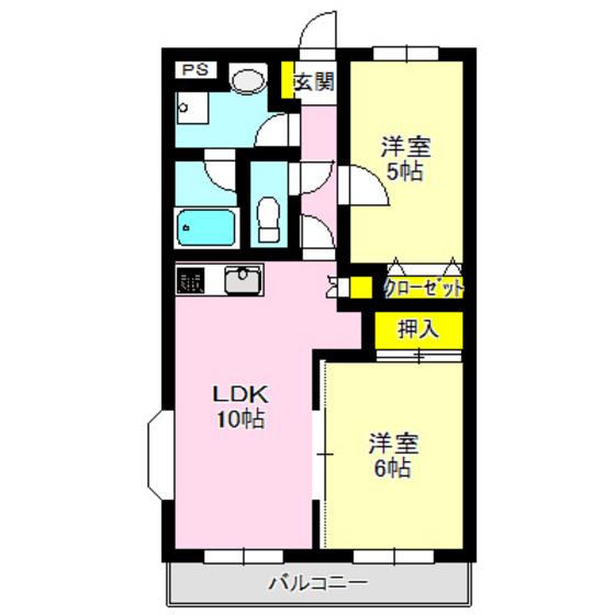 ルミエール中居 壱番館(2LDK/3階)の間取り写真